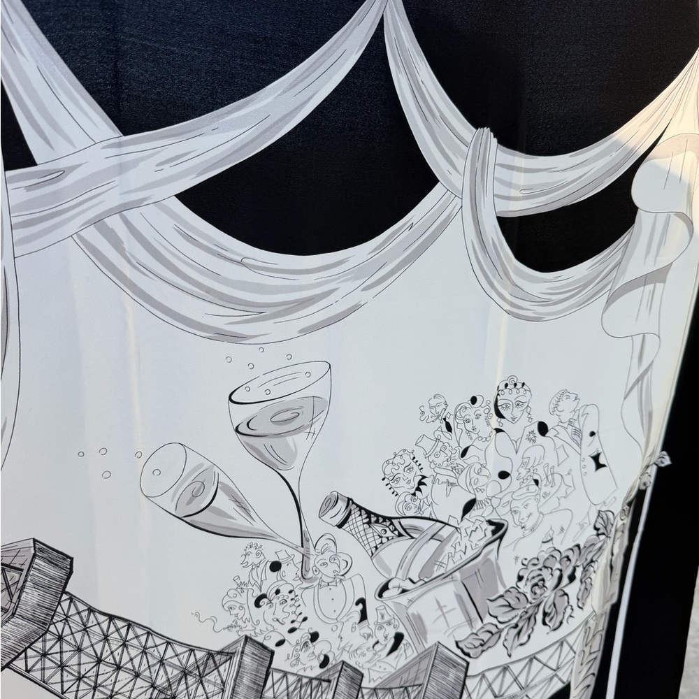 Vintage Dana Buchman “Bonne Annee 1997” silk Scarf - Picture 7 of 10
